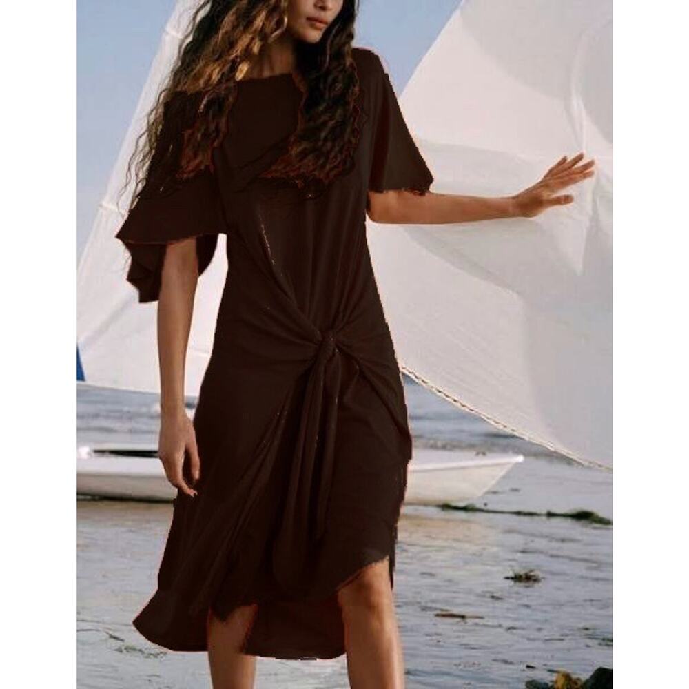 JW Anderson Uniqlo Black Jersey Tie Front Dress - M